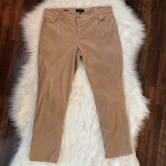 Talbot's Stretch Corduroy Straight Leg Pants 16 Tan Classic Preppy Trousers - Picture 2 of 9